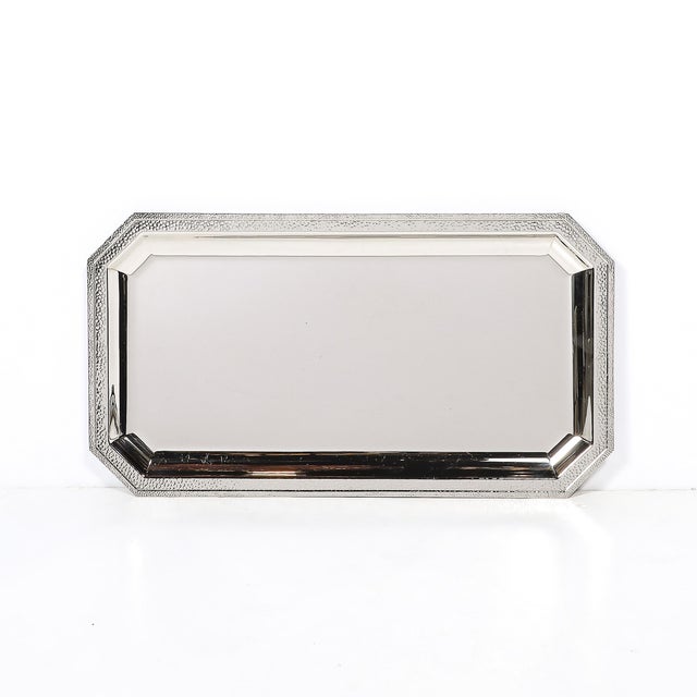 Set of Three Reed and Barton Silver Plate Trays With Hand-Hammered Detailing For Sale - Image 14 of 18