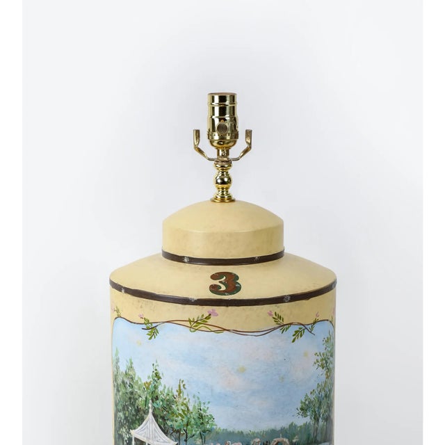 Vintage Victorian-Style Iron Tea Canister Table Lamps - Pair For Sale - Image 9 of 12