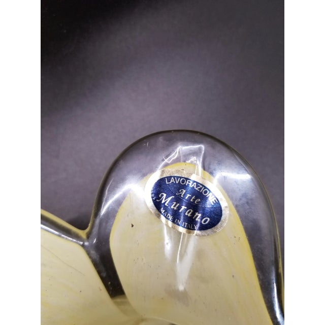 Italian Lavorazione Arte Murano Pale Yellow Italian Glass Petal Dish For Sale - Image 3 of 5