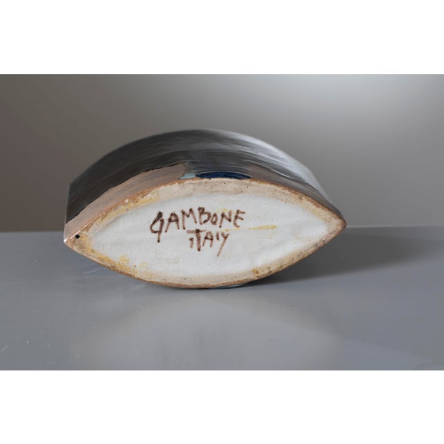 Blue Sculptural Elliptical Stoneware Vase by Bruno Gambone, Italy, 1980s For Sale - Image 8 of 10