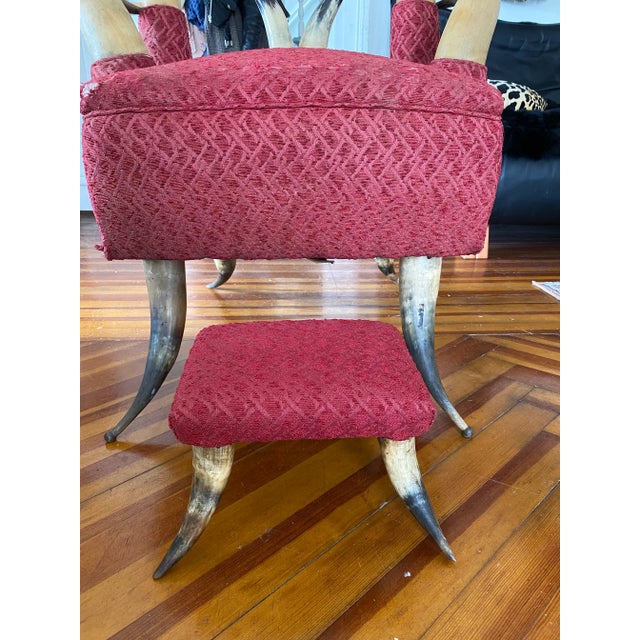 1800’s Victorian Horn Armchair & Footstool For Sale - Image 4 of 9