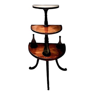 19th-C. Georgian Three-Tier Demilune Mahogany Wine Butler or Plant Stand For Sale