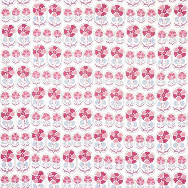 Schumacher Sample - Schumacher Anjuna Floral Linen Print Fabric in Mulberry For Sale - Image 4 of 4