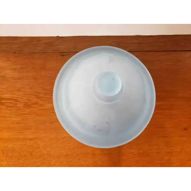 Indiana Glass Company Vintage Indiana Glass Satin Frosted Baby Blue Glass Apothecary Lidded Ginger Jar For Sale - Image 4 of 7