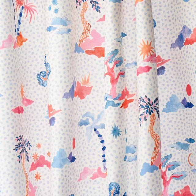 Happy Menocal Sample - Schumacher x Happy Menocal Valetta Fabric In Sky & Pink For Sale - Image 4 of 5
