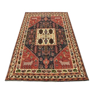 2020s Tribal Qashqai 6’2” X 9’1” Blue Wool Hand-Knotted Oriental Rug For Sale