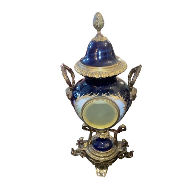 Large 19th Century French Sevres Porcelain Bronze Clock Balthazar Paris For Sale - Image 9 of 11