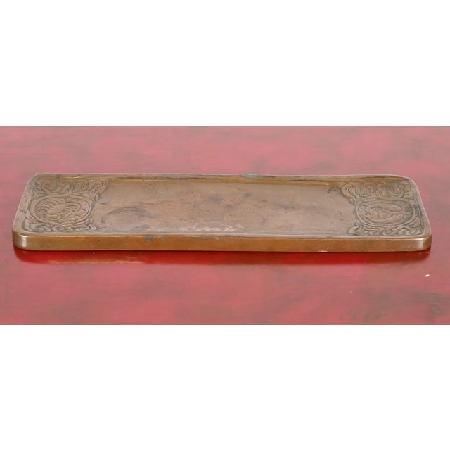 Metal Tiffany Studios Bronze Zodiac Pen and Pencil Desk Tray, Signed and Numbered For Sale - Image 7 of 10