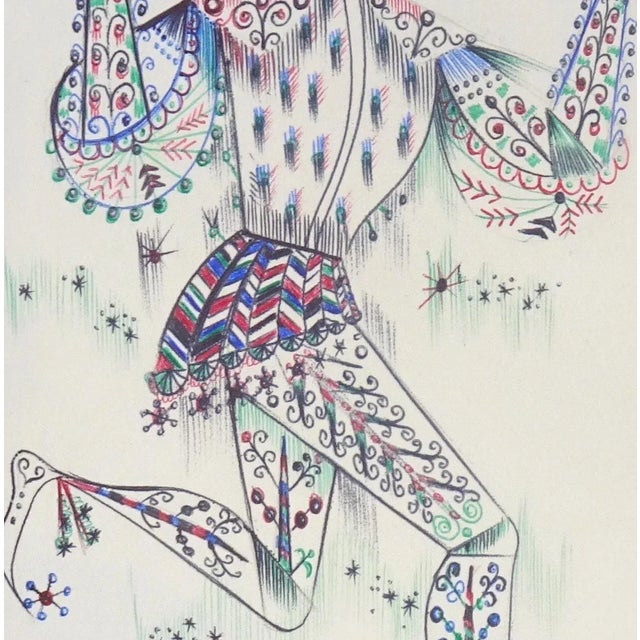 L'Arlequin de Noël - Original Pen Drawing on Paper by Buscot - Mid 1900 Mid 1900 For Sale - Image 3 of 4