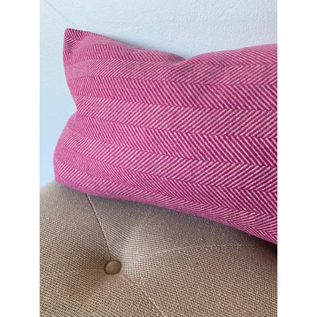 Contemporary FirmaMenta Fuchsia Pink Herringbone Wool Lumbar Pillow For Sale - Image 4 of 6