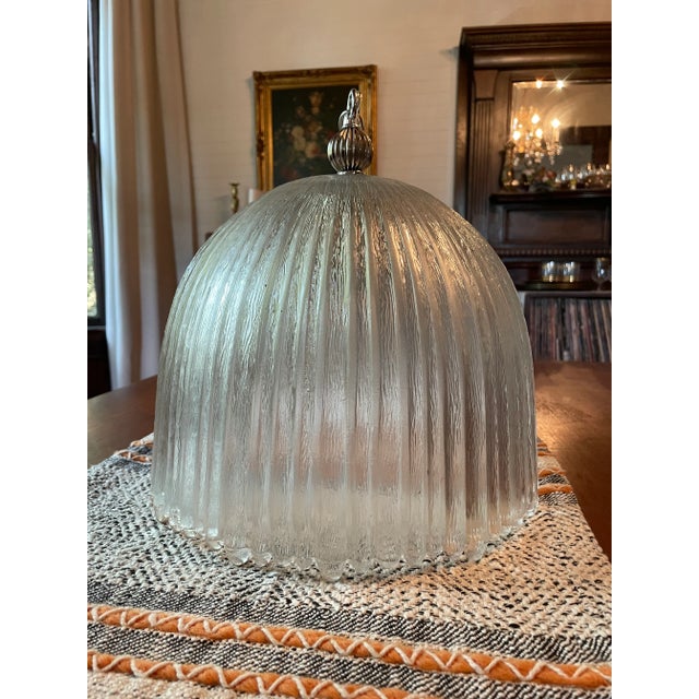 Large Midcentury Glass Dome Pendant Light For Sale - Image 4 of 12