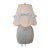 Vintage Custom Painted Styled John Dickinson Draped Plaster Pale Blue Table Lamp W/ Custom Ribbon Shade For Sale