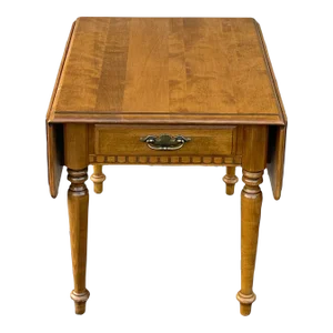Ethan Allen Heirloom Nutmeg Solid Maple American Traditional Drop Leaf Side or End Table (10-8704)