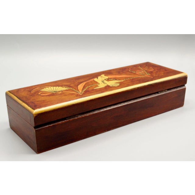 Brown 1920 French Box With Hand Painted Cupid Putti For Sale - Image 8 of 9