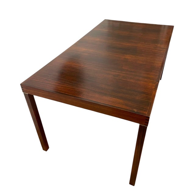 Vintage Mid-Century Modern Extendable Dining Table With Removable Stored Leaf For Sale - Image 4 of 11
