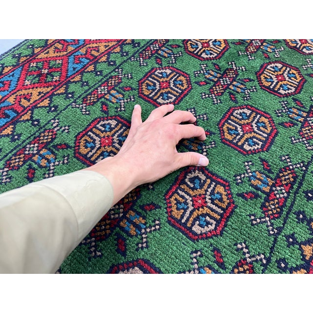 Green Mori Gul Tribal Geometric Runner Rug, 2'7" X 12'11" For Sale - Image 9 of 14