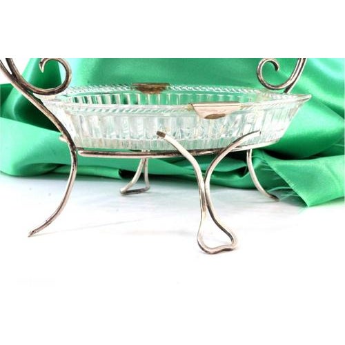 Silver and Glass Candy Box with Scrolls and Hollow Feet For Sale - Image 6 of 7