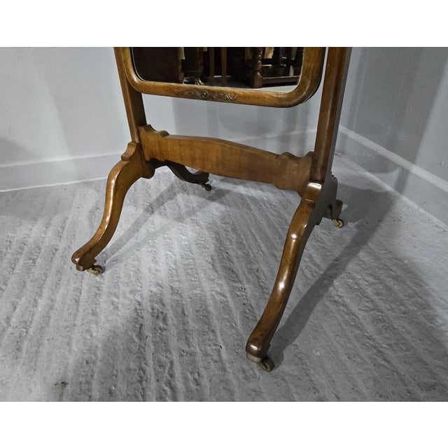 1920s Vintage Walnut Cheval Mirror, 1920 For Sale - Image 5 of 8