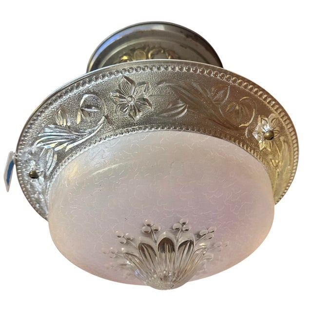 1930s Mid Century Hanging Ceiling Fixture With Rose Glass For Sale In Los Angeles - Image 6 of 7