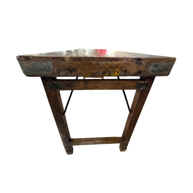 Late 20th Century Vintage Rustic Reclaimed Wood Indian Wedding Banquet Table For Sale - Image 5 of 9