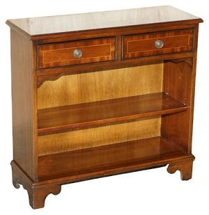 Small Vintage Flamed Mahogany Open Library Bookcase with Drawers from Bevan Funnell