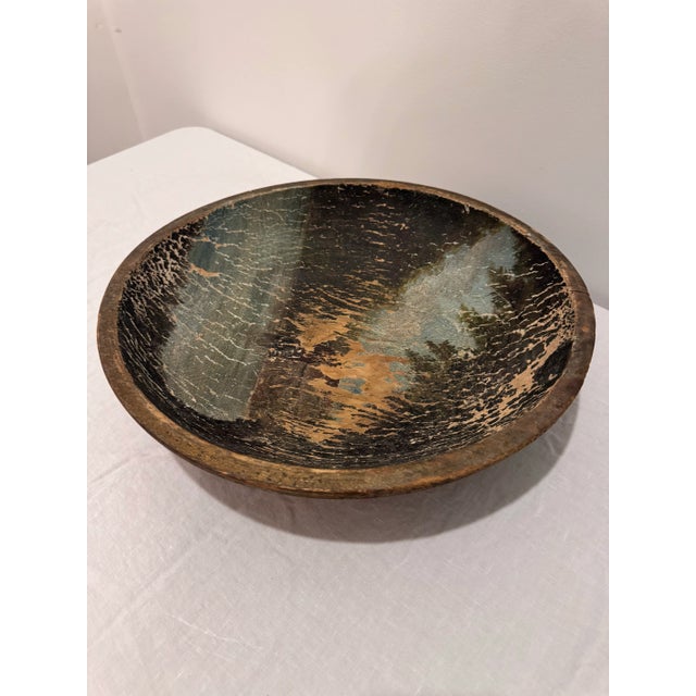 Farmhouse Vintage Hand-Turned Wooden Bowl With Aged Patina For Sale - Image 3 of 9