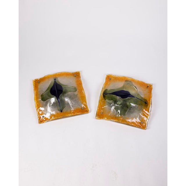 Mid-Century Modern Vintage Murano Glass Wall Lamps by Toni Zocceri for Mazzega, 1960s, Set of 2 For Sale - Image 3 of 17