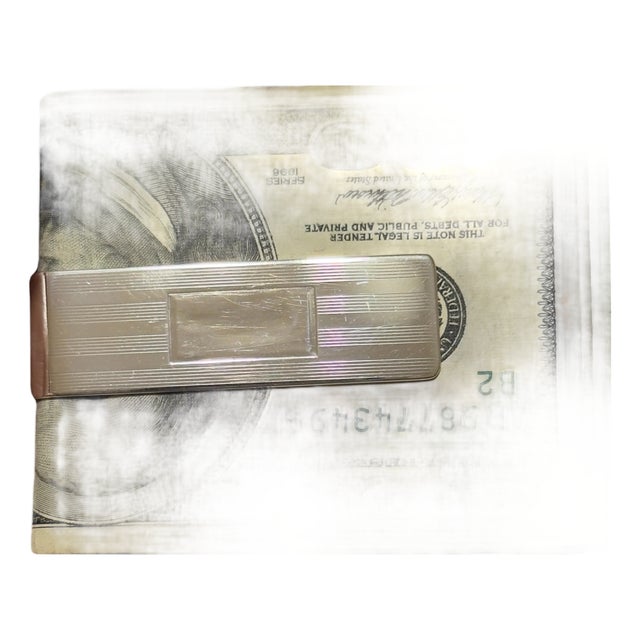 1990s Tiffany & Co Etched Money Clip Sterling Silver Estate For Sale