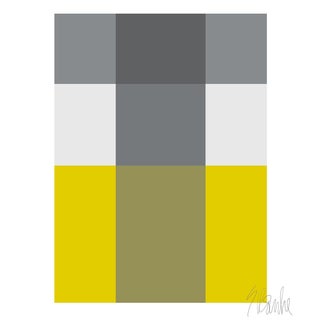 Plaid Gray and Mustard Fine Art Print 20" X 24" by Liz Roache For Sale