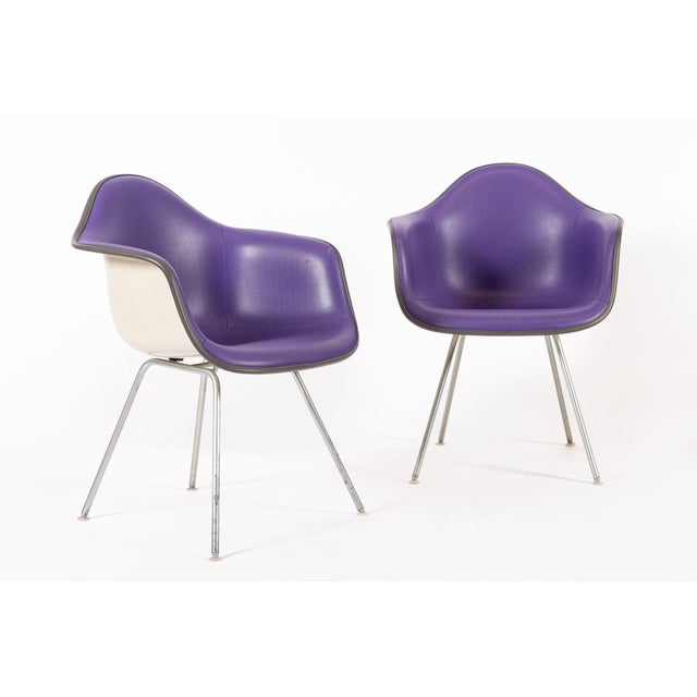 Herman Miller Vintage Mid Century Dax Purple Lounge Chairs by Eames for Herman Miller For Sale - Image 4 of 16