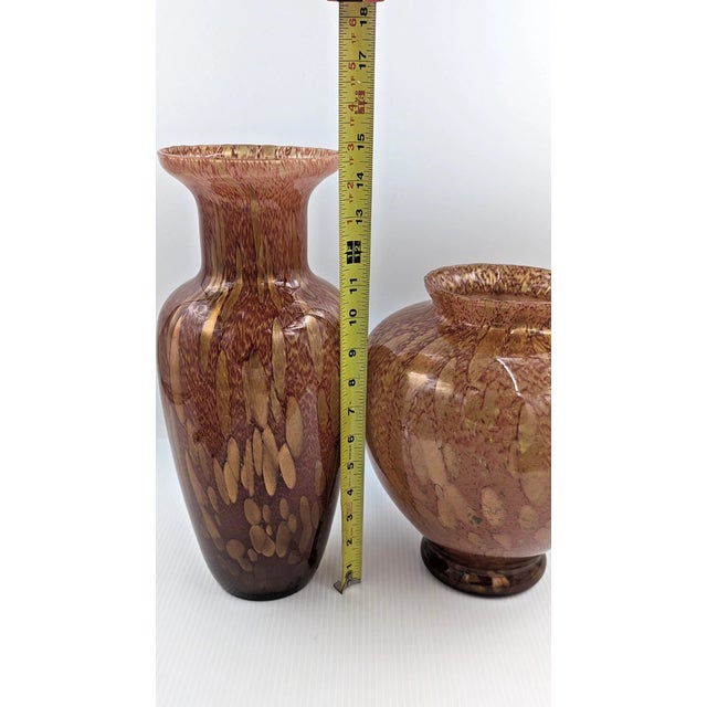1990s Vintage MCM Murano Style Azzurra Maestri Vetrai Italy Blown Glass Vase -Set of 2 For Sale - Image 5 of 5