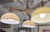 Vintage Neoclassical Brass Three-Light Billiard Chandelier With Alabaster Glass Shades For Sale - Image 4 of 4
