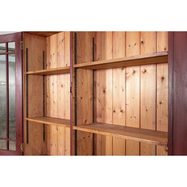 Large Antique English Pine Glazed Bookcase, 1890 For Sale - Image 9 of 17
