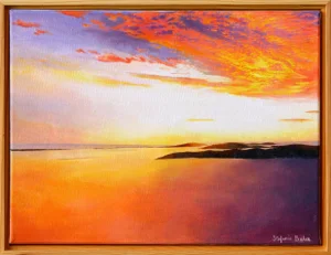 Impressionist Acrylic & Mixed Media on Canvas Painting, "Amethyst Glow"
