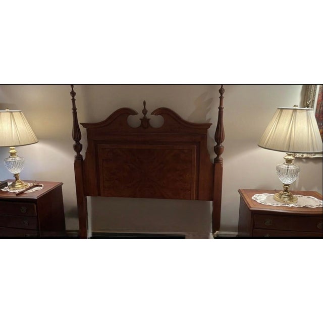 Hollywood Regency Authentic Vintage Queen Size Bed Made From Burlwood and Walnut. For Sale - Image 3 of 4