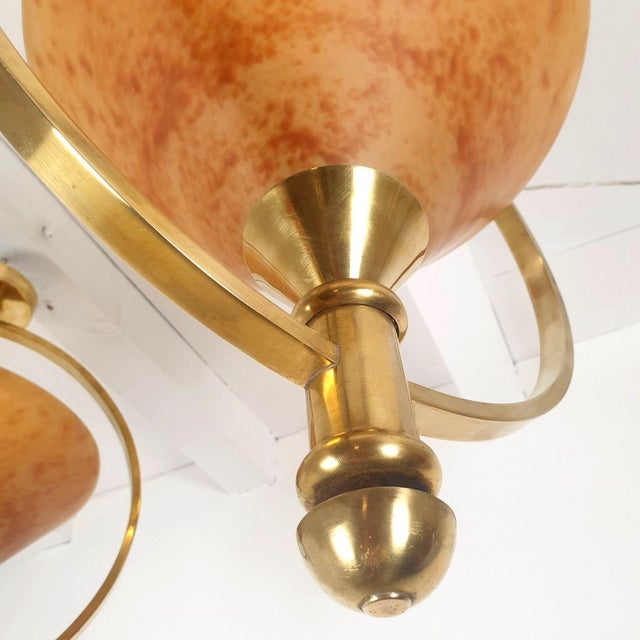 1960s Pair of Amber Glass Paste Chandeliers For Sale - Image 9 of 11