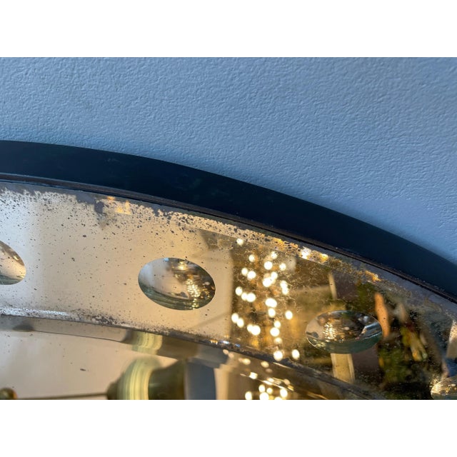 Glass Antique Circular Distressed Panelled Mirror, 2020s For Sale - Image 7 of 9