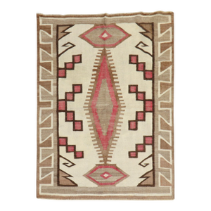 Antique American Navajo Ivory Tribal Rug