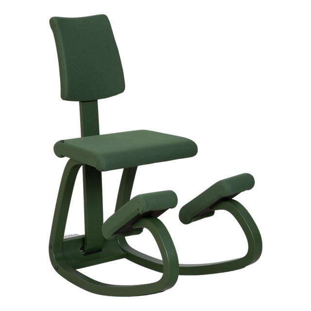 Variable Plus Monochrome Kneeling Chair in Wooden and Green Fabric from Varier For Sale
