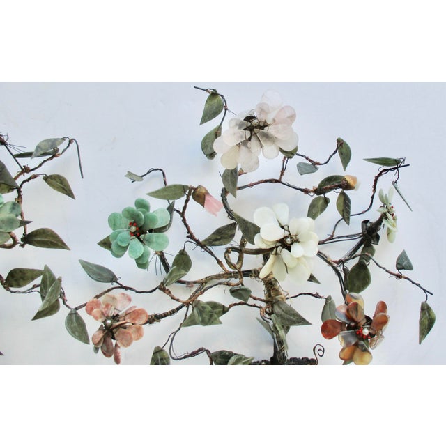 Antique Late MIng Chinese Enameled Wall Vase With Jade Flowers Circa 1880s For Sale In New York - Image 6 of 11