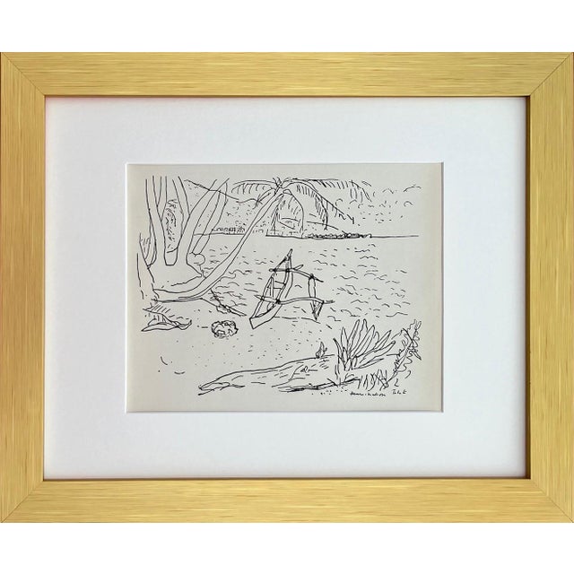 Matisse Drawings 19 Baie Tahiti Lithograph 1968 Framed For Sale