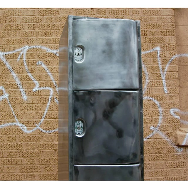 Brunswick Co. 1950s Industrial Brushed Steel Brunswick Bowling Locker For Sale - Image 4 of 8