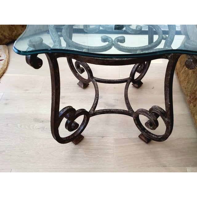 2000 - 2009 Vintage Grand Scale 52" Round Thomasville Forged Iron Coffee Table and Matching Two Side Tables Set For Sale - Image 5 of 7