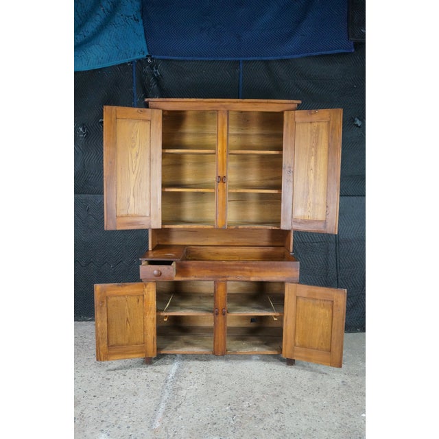 Late 19th Century Late 19th Century Rare Primitive Antique American Farmhouse Oak Dry Sink Stepback Hutch Cupboard For Sale - Image 5 of 18