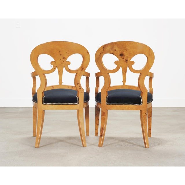 Set of Twelve Viennese Biedermeier Style Burlwood Dining Chairs For Sale - Image 15 of 18