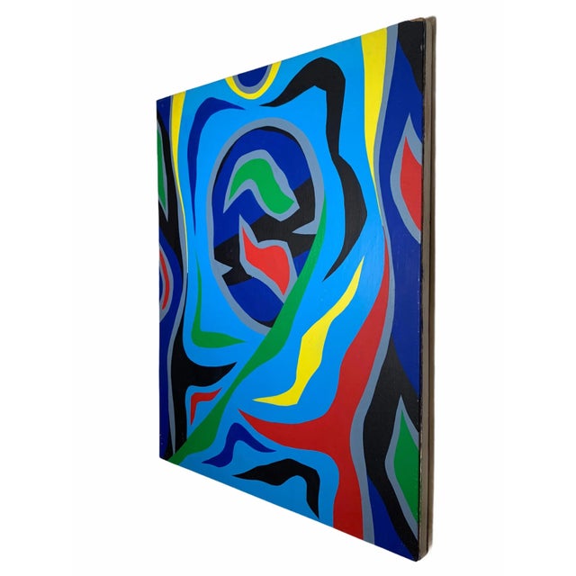 Abstract Mid 20th Century Abstract Expressionist Hard Edge Painting by Achi Sullo For Sale - Image 3 of 9