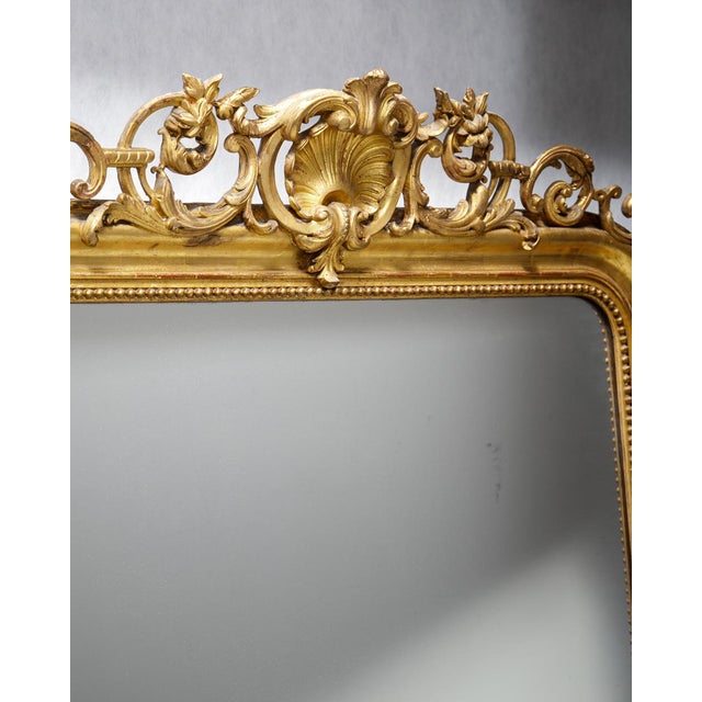 Glass Large Louis Philippe Mirror with Shell Crest For Sale - Image 7 of 10
