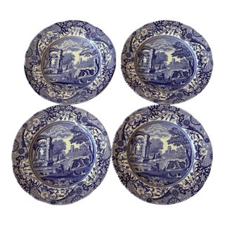 Late 20th Century Spode Blue Traditional Transferware Plates - Set of 4 For Sale