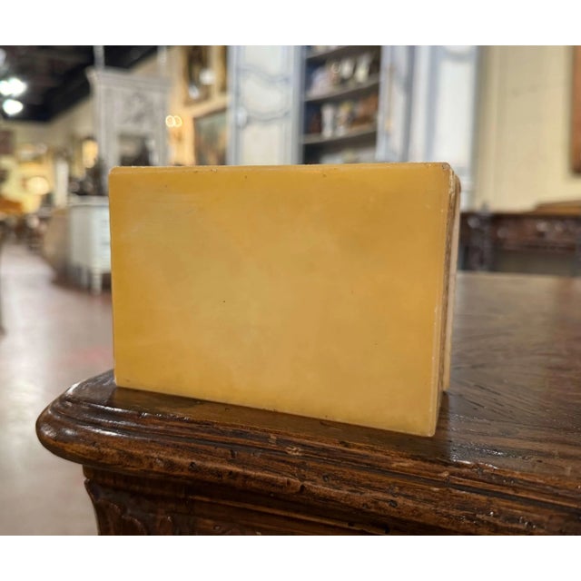 Mid 20th Century Mid-Century French Yellow Marble and Chrome Jewelry Box Casket For Sale - Image 9 of 9