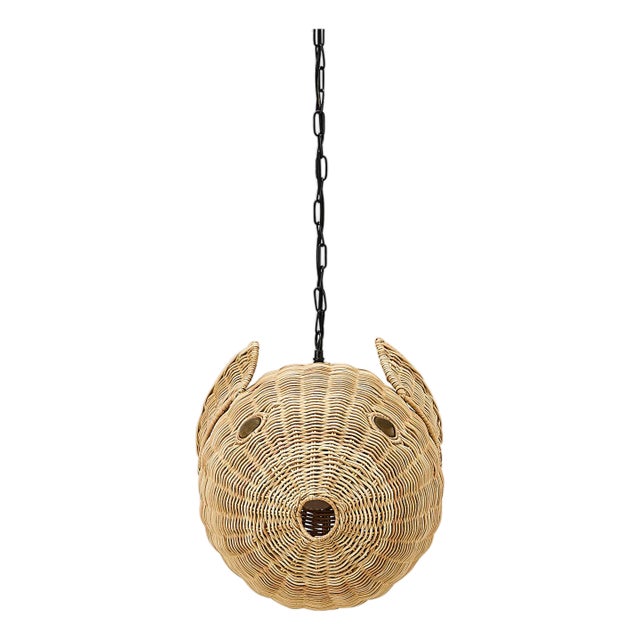 Wicker Blowfish Small Pendant For Sale
